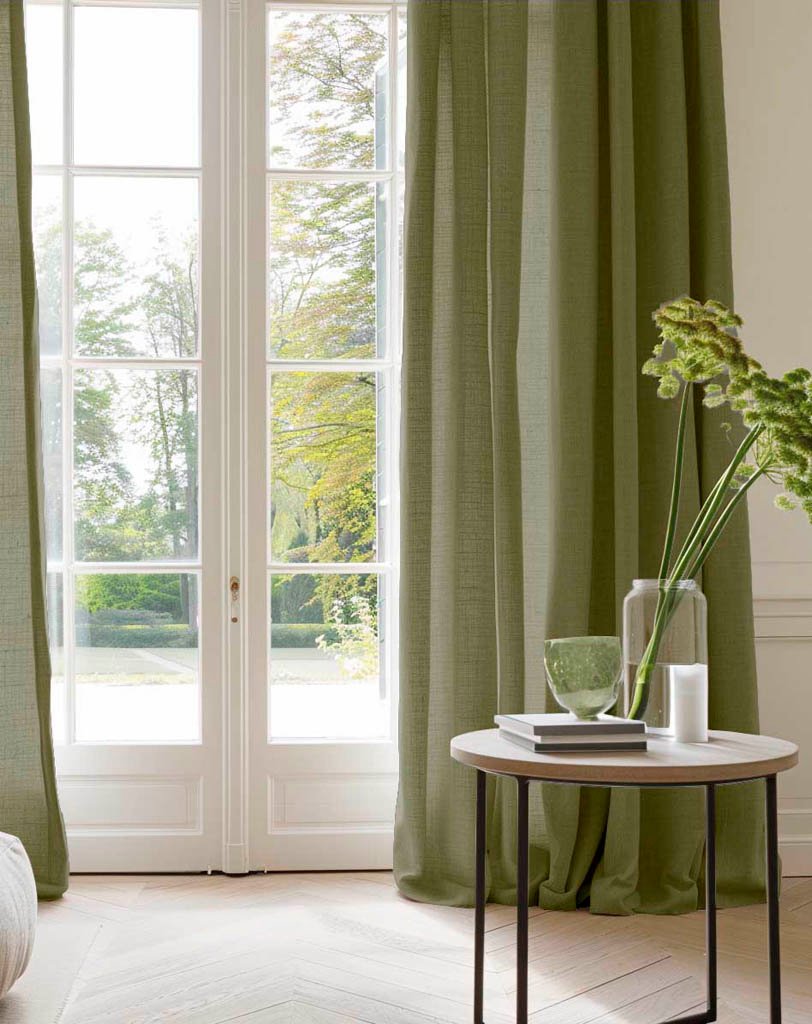 Bea Khaki Green - Green Linen curtains (6)