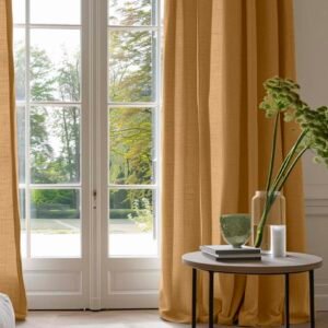 Bea Tangerine - Orange, Yellow Linen curtains (4)