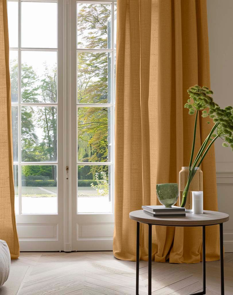 Bea Tangerine - Orange, Yellow Linen curtains (4)