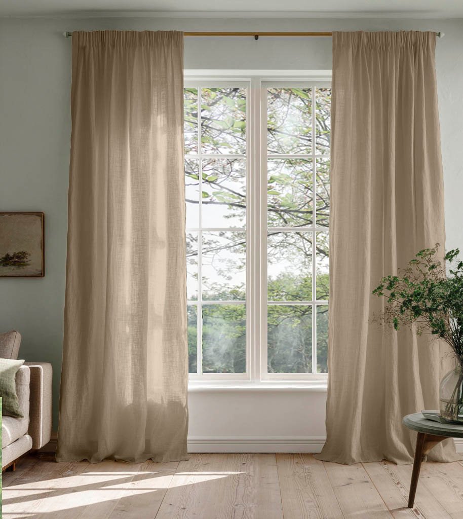 Beata Caramel - Brown Linen curtains (4)