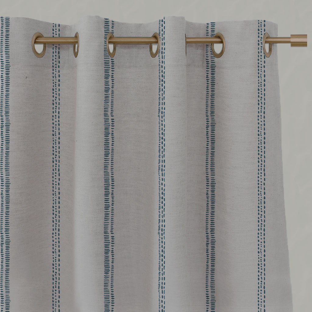 Rae Blue Stone - Blue Linen mix curtains