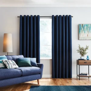Solar Blue Blackout Eyelet Curtains