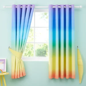 Bright Rainbow Ombre Blackout Eyelet Kids Curtains