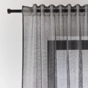 Elegance Tape Top Single Voile Panel Black Sheer Curtain