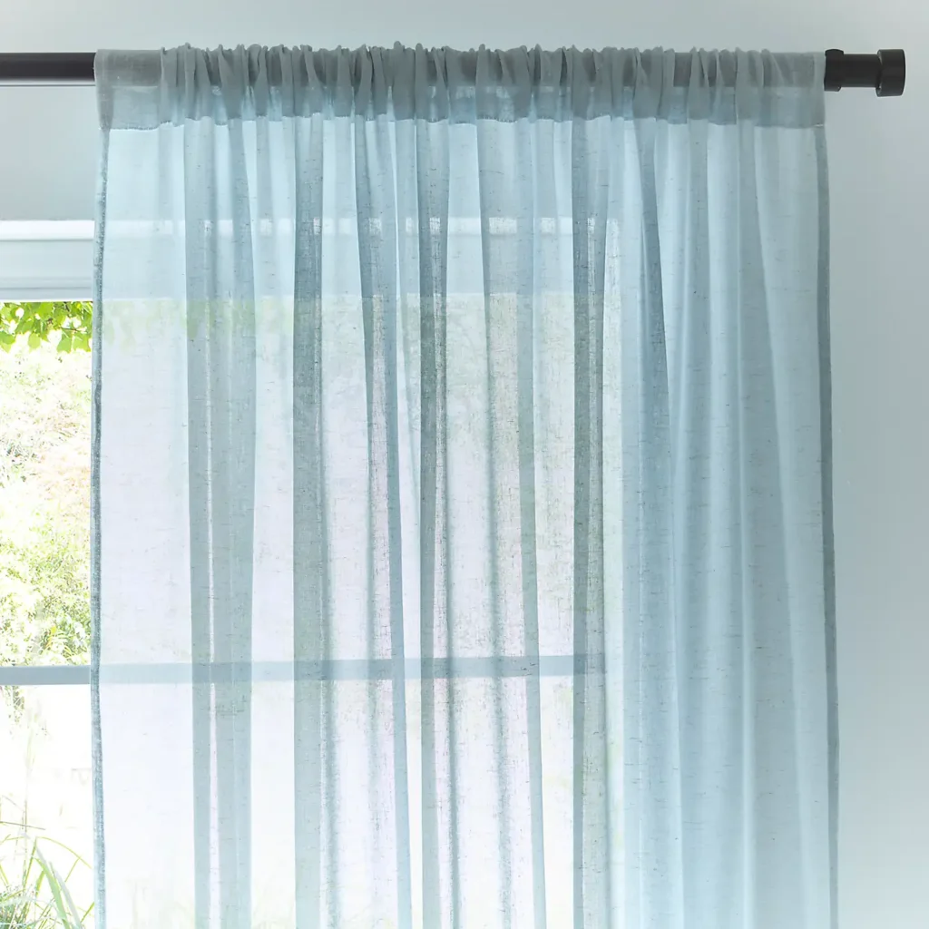 Elegance Tape Top Single Voile Panel Blue Sheer Curtain (3)