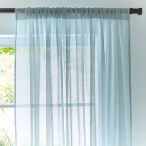 Elegance Tape Top Single Voile Panel Blue Sheer Curtain (3)
