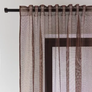 Elegance Tape Top Single Voile Panel Brown Sheer Curtain