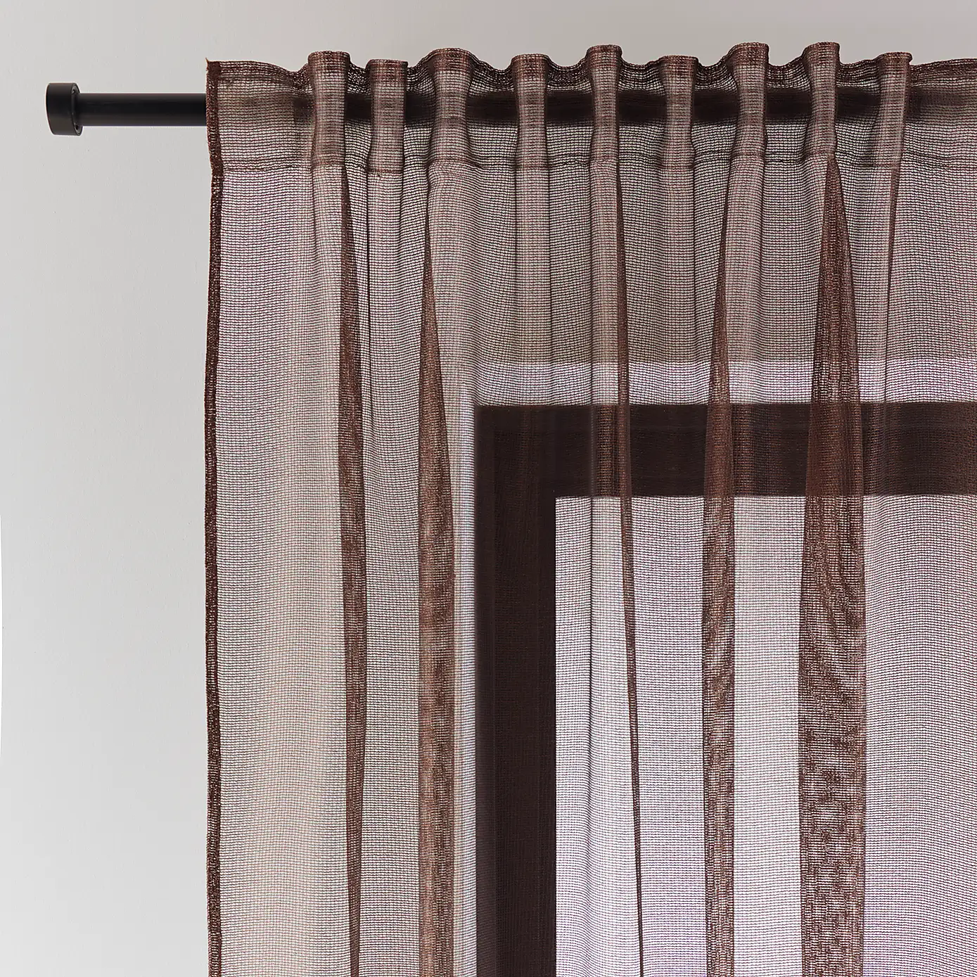 Elegance Tape Top Single Voile Panel Brown Sheer Curtain