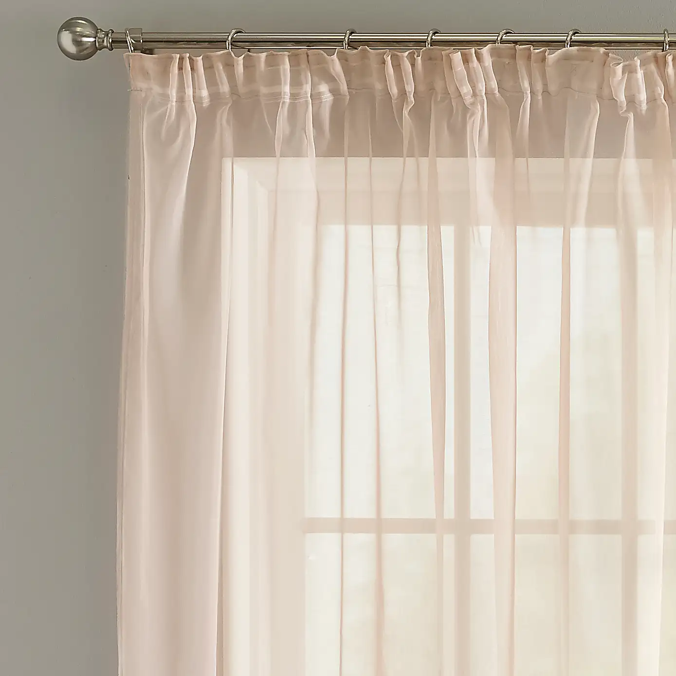 Elegance Tape Top Single Voile Panel Pink Sheer Curtain