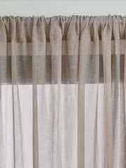 Grey Linen Look Voile Slot Top Sheer Curtain (2)