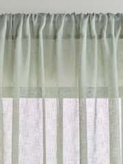 Linen Look Slot Top Voile Unlined Green Sheer Curtain