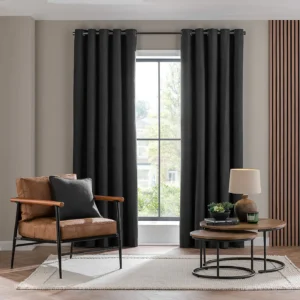 Luna Brushed Black Eyelet Curtains (5)