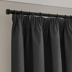 Luna Brushed Blackout Black Pencil Pleat Curtains