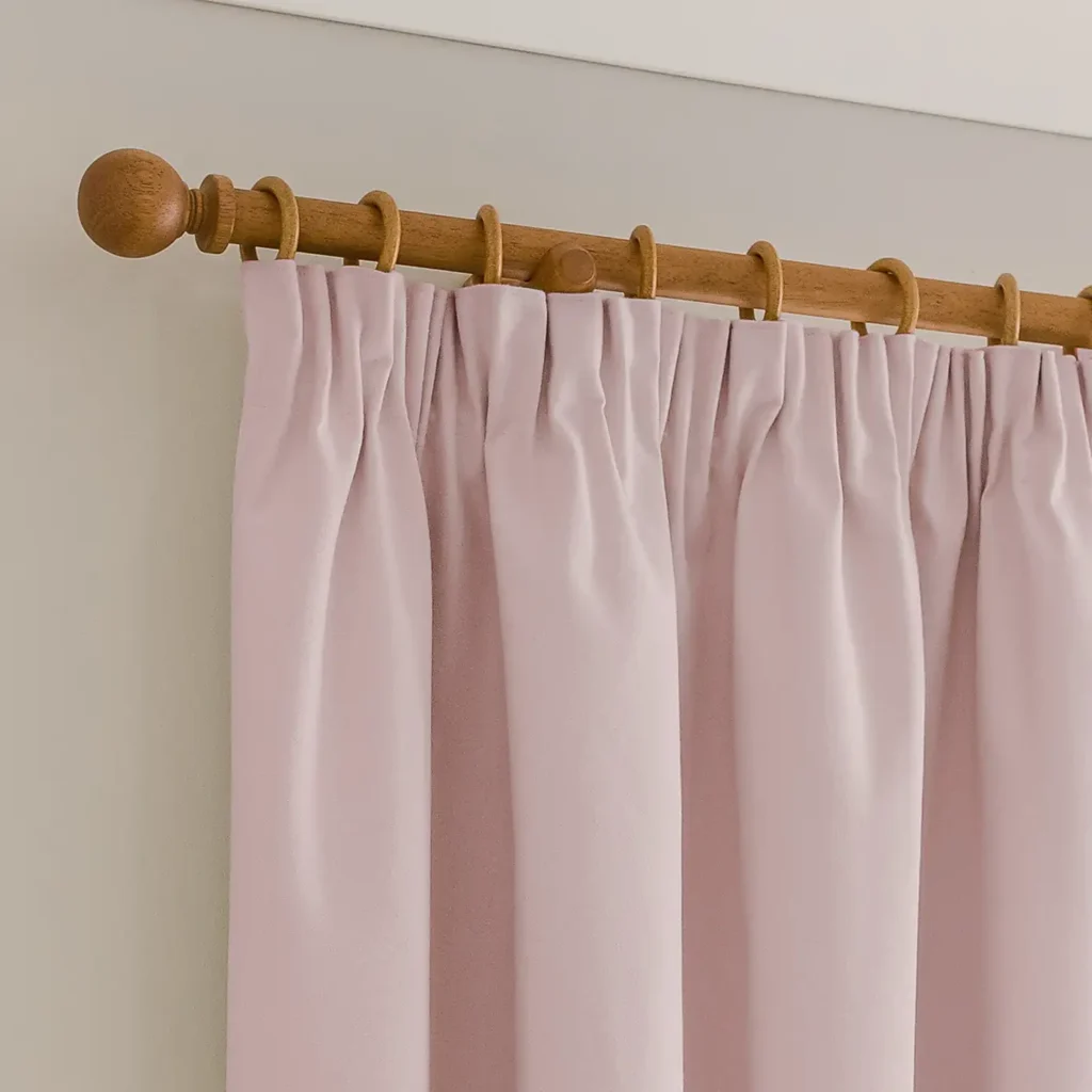 Luna Brushed Blackout Pink Pencil Pleat Curtains