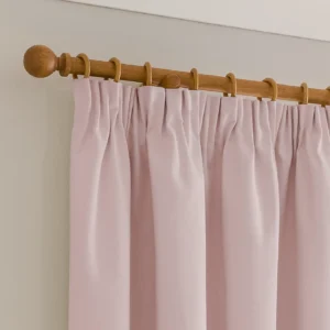Luna Brushed Blackout Pink Pencil Pleat Curtains