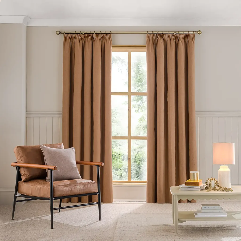 Brown Pencil Pleat Curtains