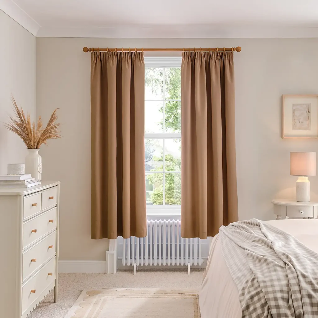 Brown Pencil Pleat Curtains