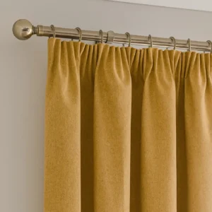 Luna Brushed Golden Pencil Pleat Curtains