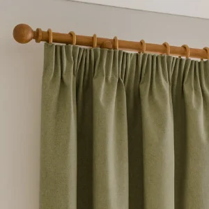 Luna Brushed Green Pencil Pleat Curtains