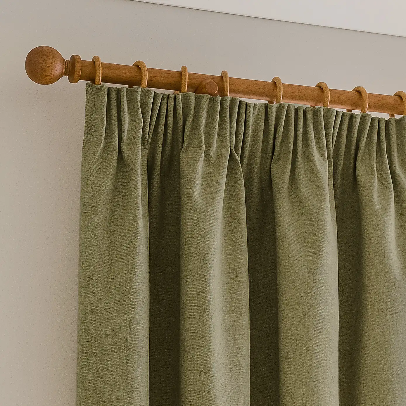 Luna Brushed Green Pencil Pleat Curtains
