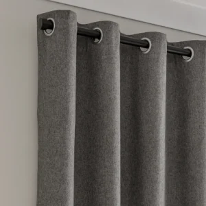 Luna Brushed Grey Eyelet Curtains