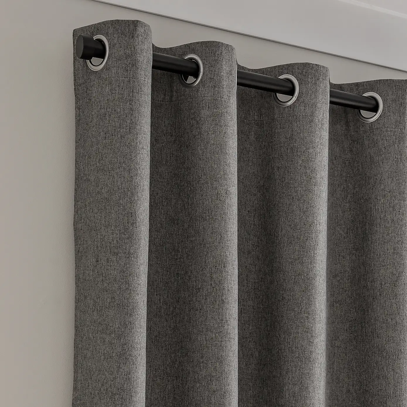 Luna Brushed Grey Eyelet Curtains