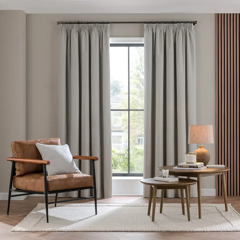 Luna Brushed Grey Pencil Pleat Curtains