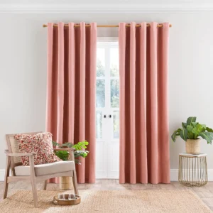 Luna Brushed Pink Eyelet Curtains