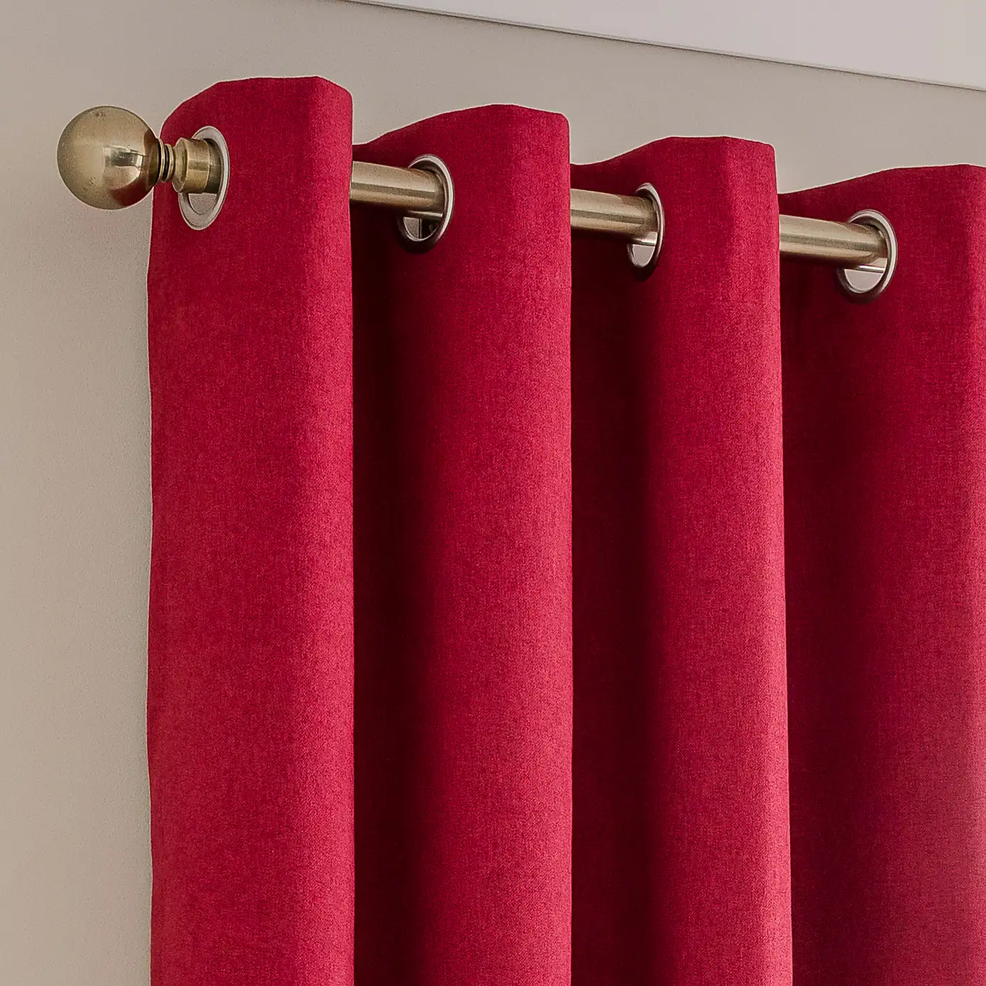 Luna Brushed Red Eyelet Curtains