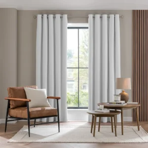 Luna Brushed White Eyelet Curtains