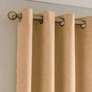 Luna Brushed Yellow Eyelet Curtains