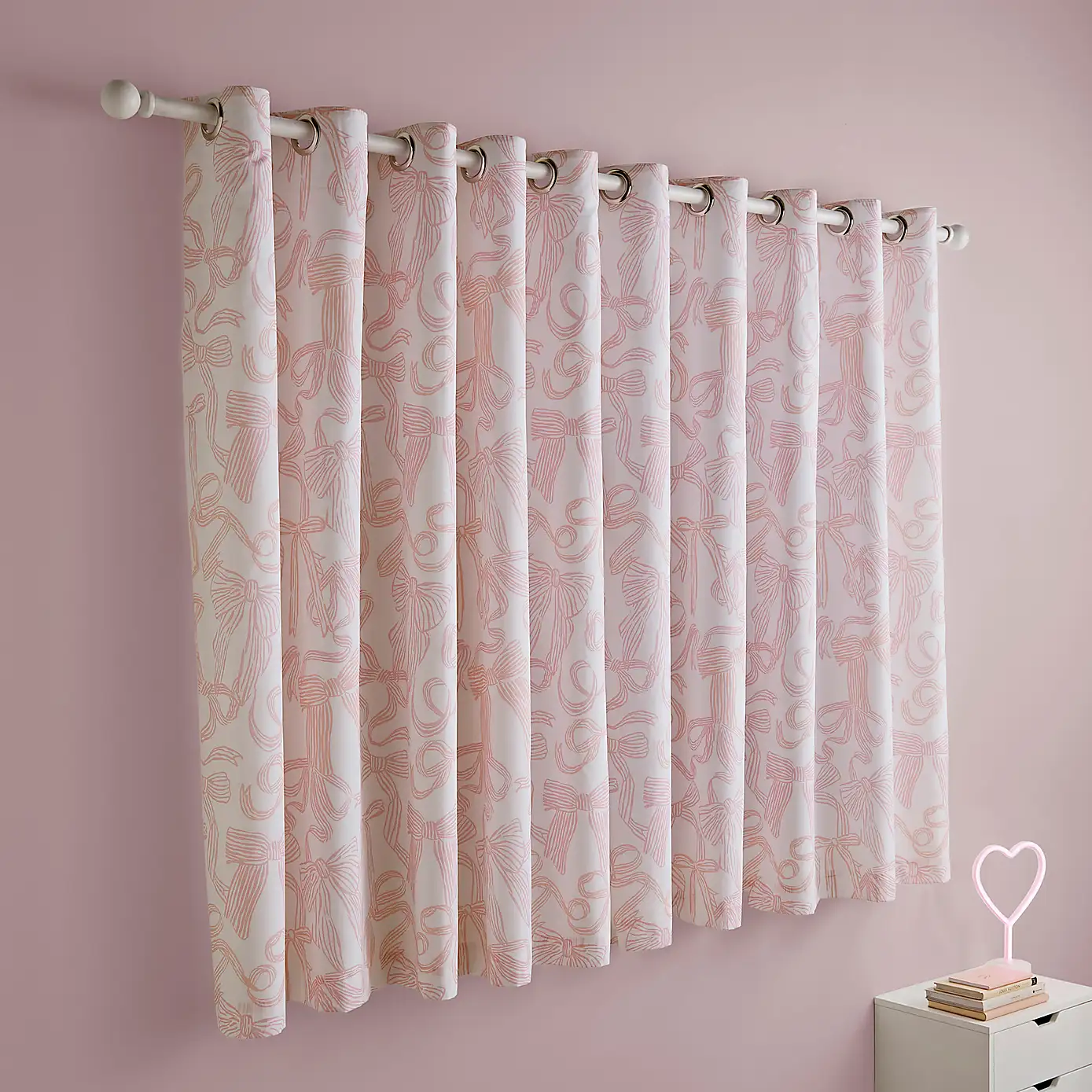Pink Bows Blackout Eyelet Kids Curtains