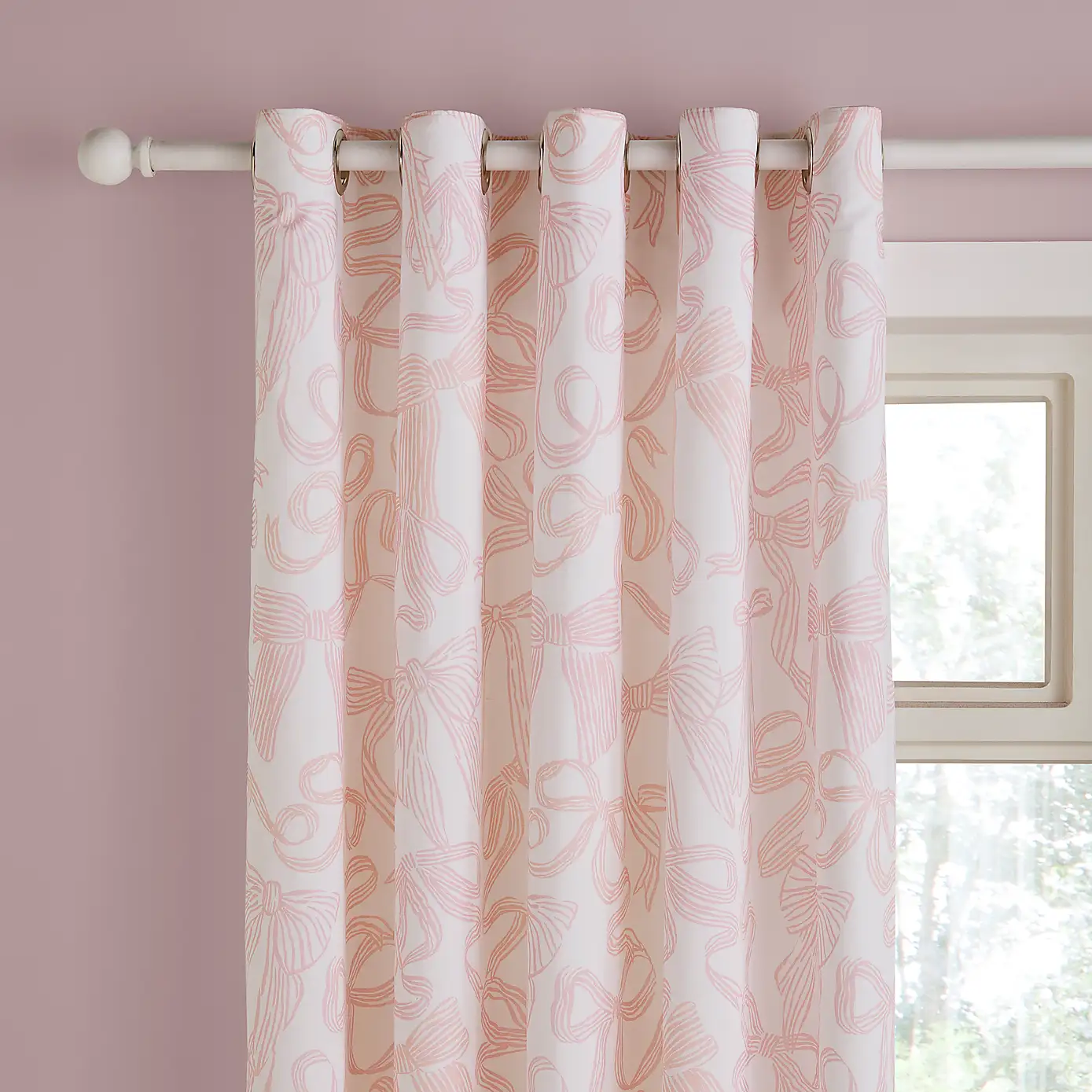 Pink Bows Blackout Eyelet Kids Curtains