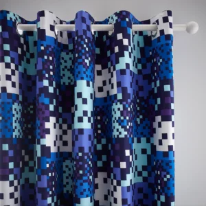 Pixel Blackout Eyelet Kids Curtains