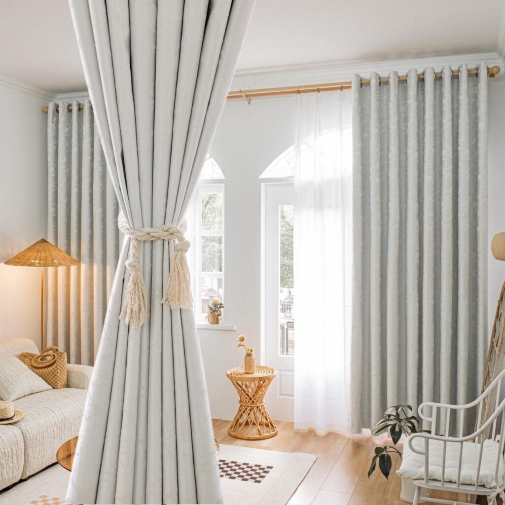 Jacquard 100% Blackout Curtains Eyelet 8 Colors Textured UAE