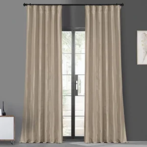 Luxury Antique Beige Faux Silk Drapes for Timeless Interiors
