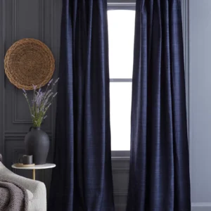 Luxury Deep Blue Raw Silk Drapes for Elegant Interiors