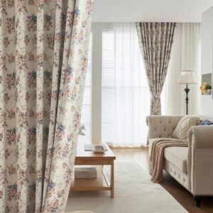 Vintage Floral Curtains Layered Sheer Thick Bedroom