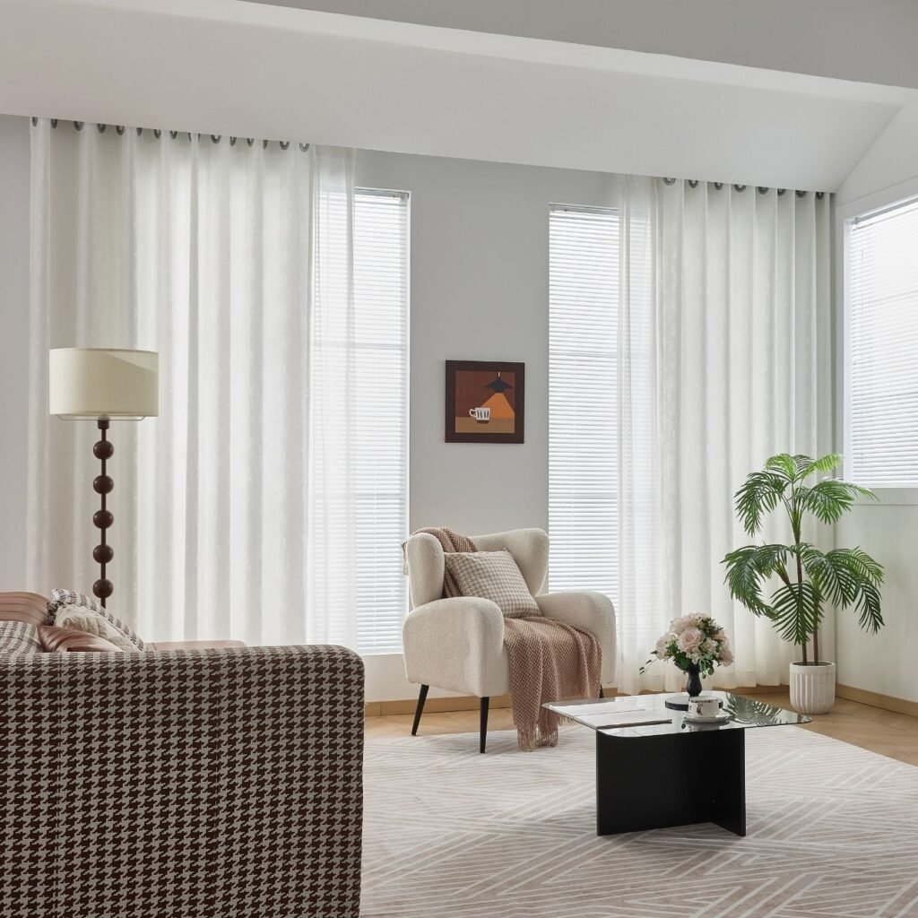 White Privacy Sheer Curtains Light Filtering Minimalist UAE
