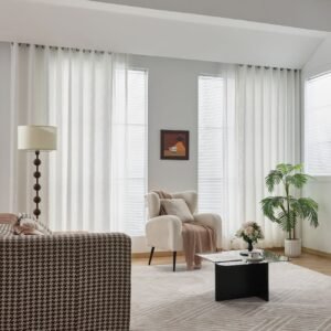 White Privacy Sheer Curtains Light Filtering Minimalist UAE