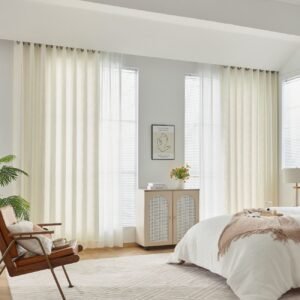 White Semi-Transparent Sheer Curtains Subtle Texture Living Room