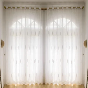White Wheat Diamond Pattern Sheer Curtains Rod Pocket 2 Styles UAE (1)
