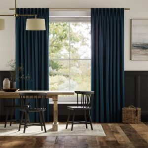 Canterbury Velvet Storm Blue Curtain