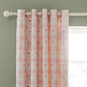 Floral Gingham Blackout Eyelet Curtains
