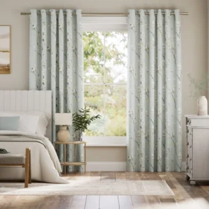 Gold Floral Fuji Silk Curtains