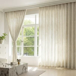 Megan Linen Striped Textured Custom Sheer Curtain