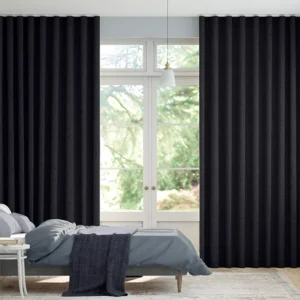 Modern S-Fold Indigo Linen Curtains