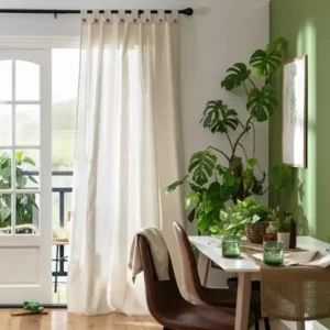 Natural Button Voile Tab Curtains