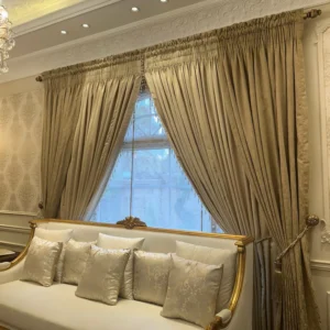 Pair of Luxury Combination Velvet Curtains With Tie Belts and Beads
