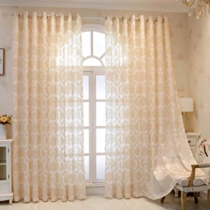 Patty Victorian Damask Embroidered Custom Sheer Curtain